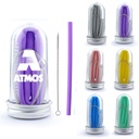 Collapsible Silicone Straw Set W/ Brush. Comes In Modern Transparent Tube W/ Lid