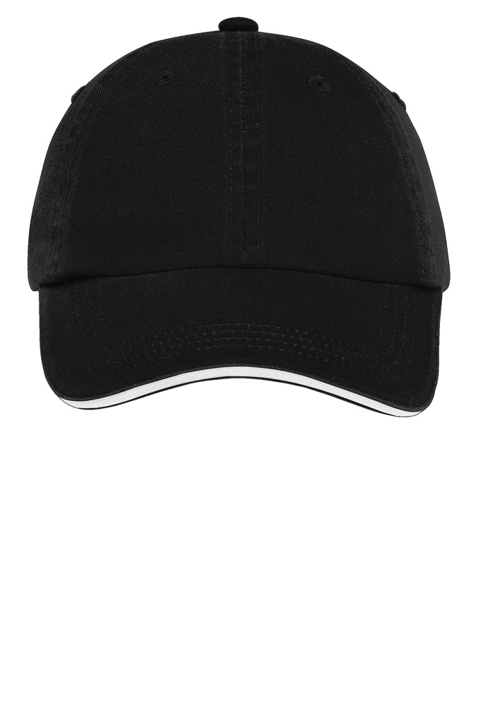 Embroidery Port Authority® Sandwich Bill Cap with Striped Closure.  