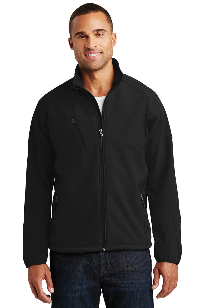Embroidery Port Authority® Textured Soft Shell Jacket. 