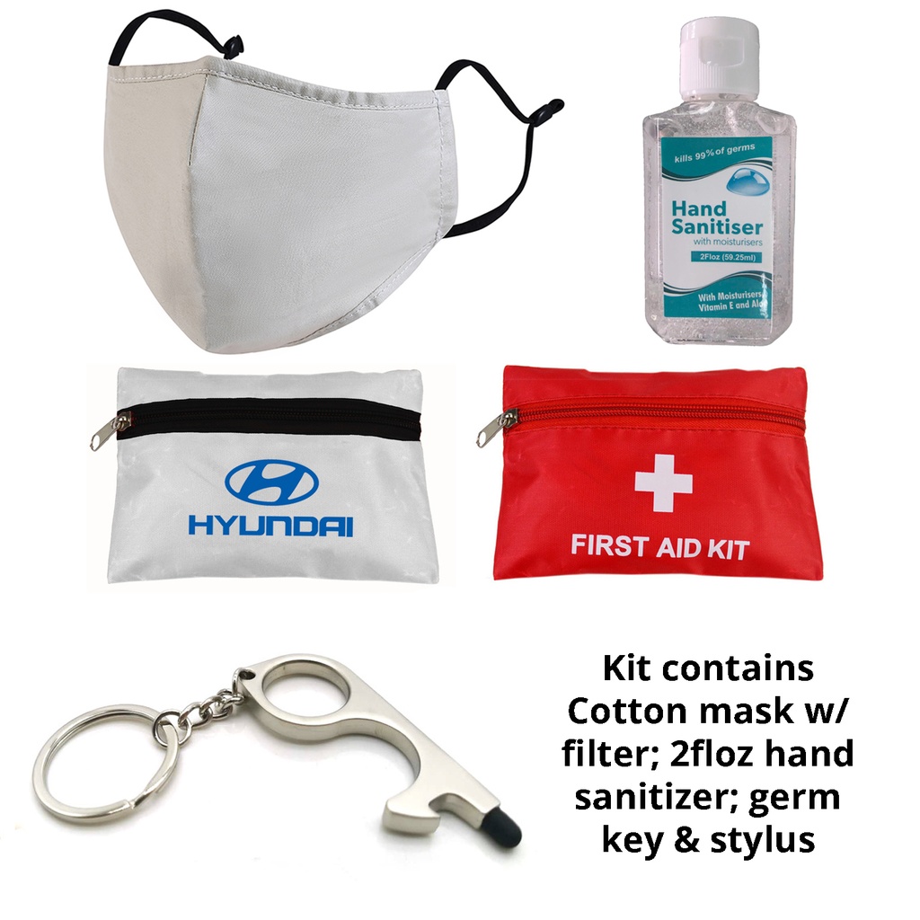 Back to Work Kit - 4 Layer Reusable Mask w/ Fliter, 2 oz hand sanitizer, Germ Key Stylus