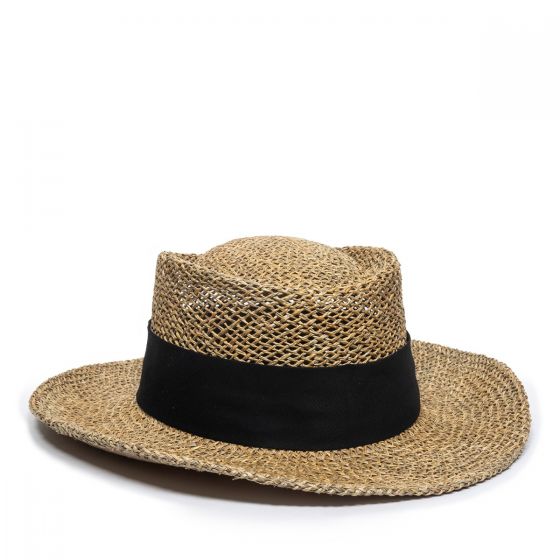 Lined Gambler Straw Hat -  Hatband