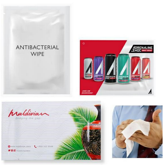 Hand Wipes - 70% Alcohol Antibacterial - Branded Individual Pack