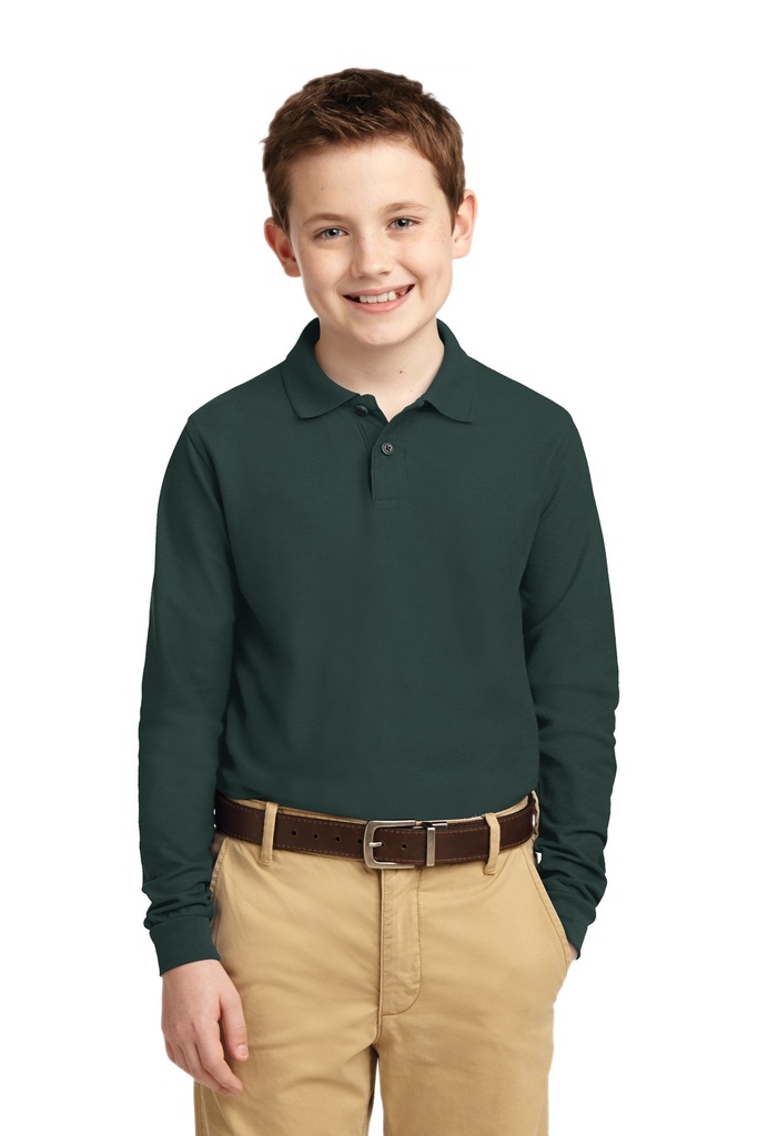 Embroidery Port Authority® Youth Long Sleeve Silk Touch™ Polo. 