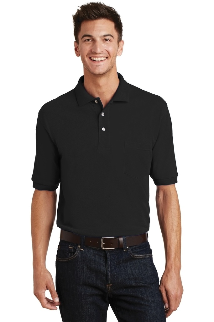 Embroidery Port Authority® Heavyweight Cotton Pique Polo with Pocket. 