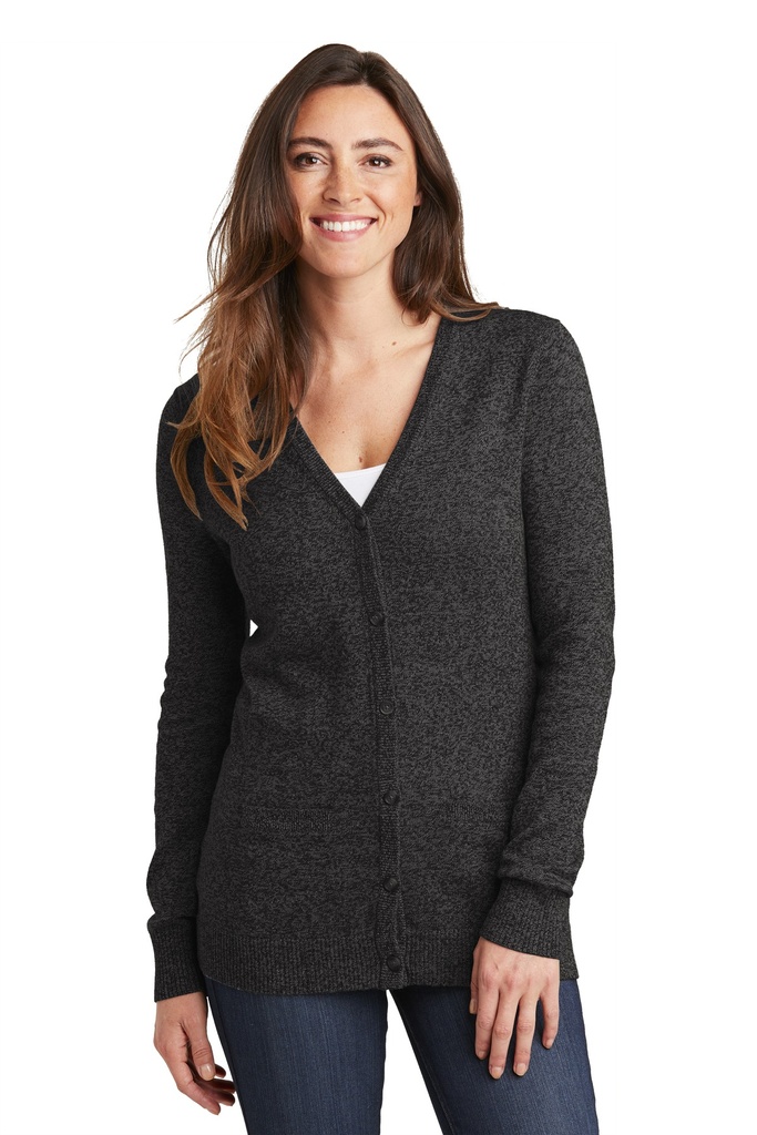Embroidery Port Authority ® Ladies Marled Cardigan Sweater. 