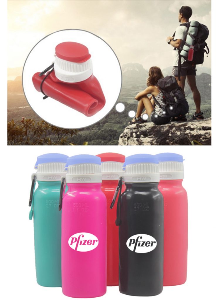 Portable BPA Free Folding Travel Collapsible Silicone Water Bottle
