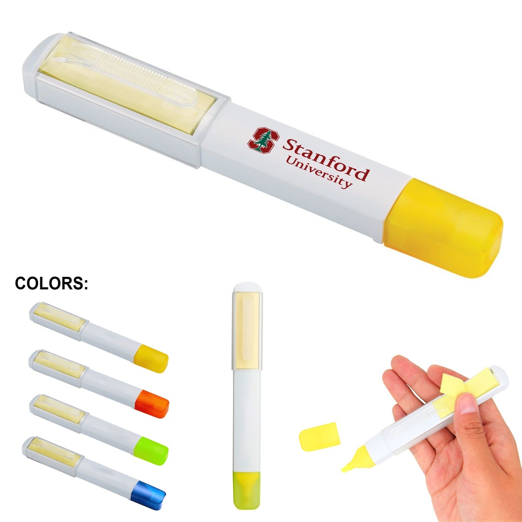 Highlighter Pen With Sticky Note Memo Pad
