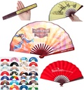 Traditional Bamboo Hand Fan - Premium Silky Fabric