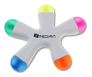Funky Shaped Five Color Highlighter
