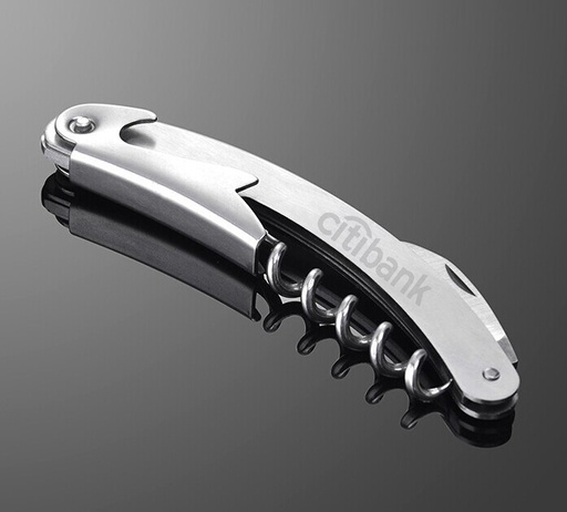 [BO8123] Stainless Steel Wine Opener /W Cutter Blade, Sturdy Corkscrew And Lever