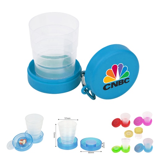 [CB4858] Travel Size Collapsible Drinking Cup w/ Pill Box Case- 6 oz