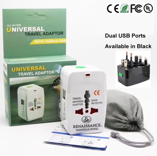 [UB7920] Universal Travel Adapter With Surge Protector - Dual USB Ports