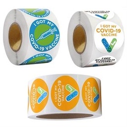 [CV3343] 1.5&quot; Round Covid Vaccine Stickers Rolls - 500/Roll
