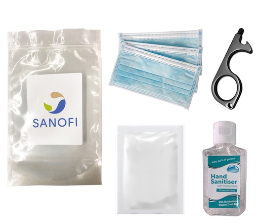 [CV3096] PPE Kit - 3 Surgical Masks, 2 oz Hand Sanitizer, Germ Key Stylus, 2 Alcohol Wipes