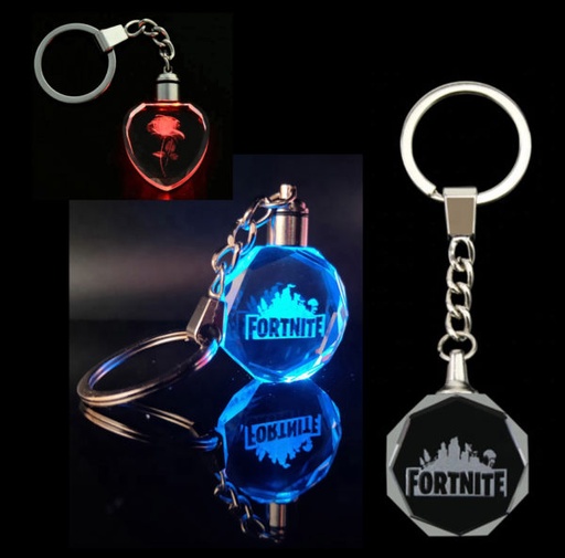 [KC7585] Light Up Logo Crystal Keychain - Heart / Octagon / Square Shaped