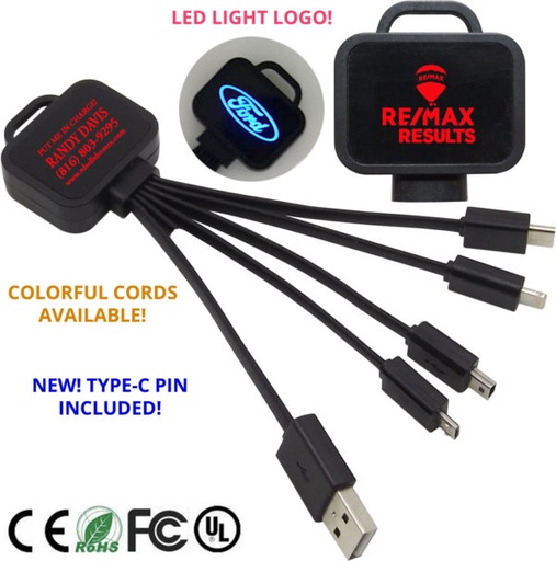 [AC7215] USB All-In-1 Charging Cable LED Light Logo - W/ Type C