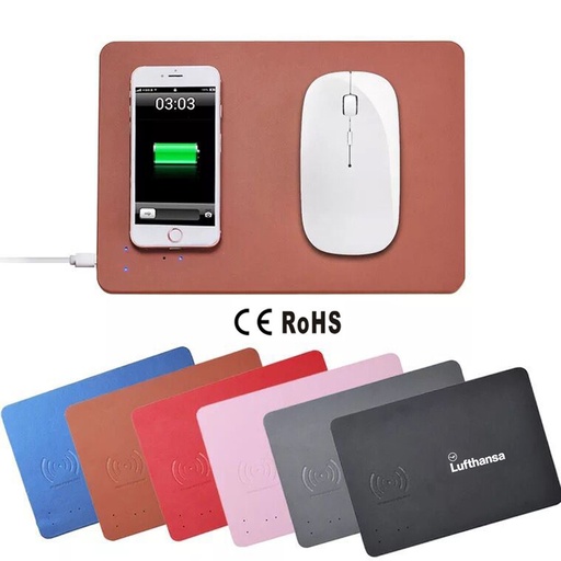 [WC9750] Ultra-Slim Leather Qi Wireless Charging Pad Mouse Mat