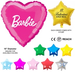 [MB8610] Mylar Balloon - 10&quot; - Heart Or Star Shaped