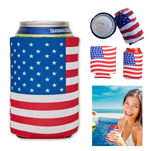 [CC3570] Collapsible Magnetic Can And Bottle Cooler Holder - Patriotic Designs