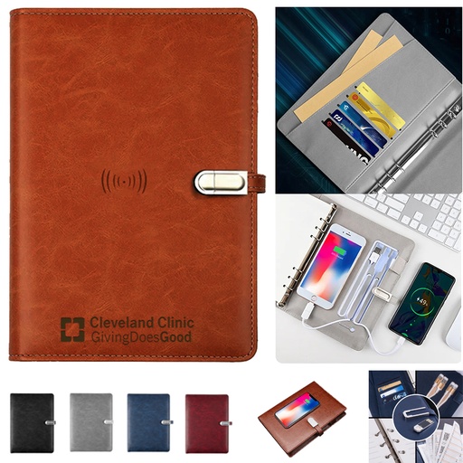 [PF9890] Dante Powerfolio - Dante Executive Leatherette Power Book - 5000 mAh, 16 GB USB Flash Drive