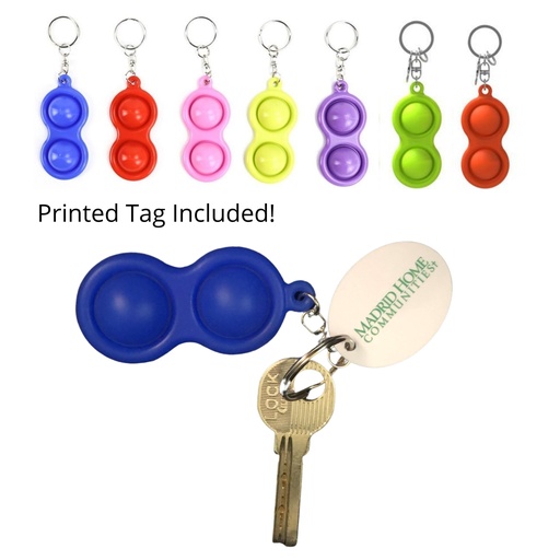 [ST6023] Mini Pop-It Fidget Keychain w/ Imprinted Tag