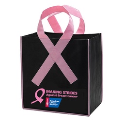 [BCA4721] Pink Ribbon Non-Woven Shopping Tote Bag Breast Cancer Awareness - 12" x 12" x 4"