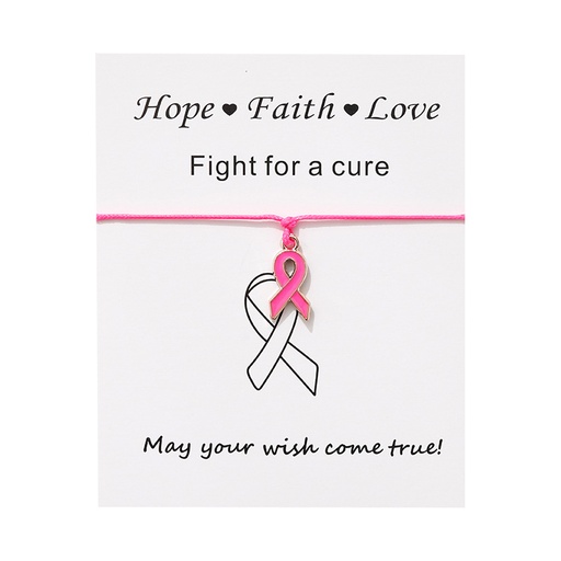 [BCA1467] Breast Cancer Awareness Pink Ribbon Bracelet w/ Card
