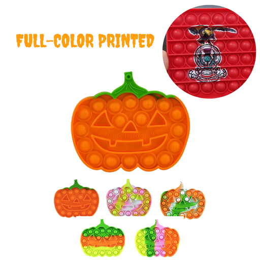 [ST6077] Halloween Jack-o'-lantern Pumpkin - Pop It Fidget Toy Full color