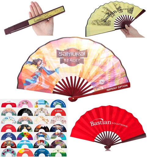[HF3070] Traditional Bamboo Hand Fan - Premium Silky Fabric